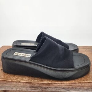 Steve Madden Y2K 90's Platform Chunky Slinky Slip On Slides Sandals Black 8.5